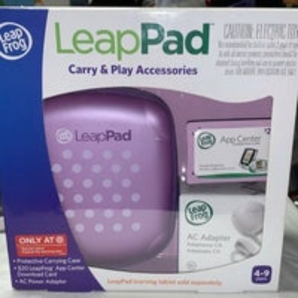 LEAPFROG LEAPPAD CARRY & PLAY ACCESSORIE SET CASE & PLUG~IN /APP CARD NEW - Picture 1 of 9
